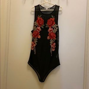 Sheer bodysuit with flower details